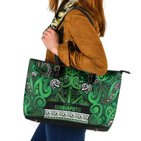 Aotearoa Iwi Ngati Maniapoto Leather Tote Bag Maori Wharenui House Tribal Pattern
