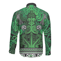 Aotearoa Iwi Ngati Maniapoto Long Sleeve Button Shirt Maori Wharenui House Tribal Pattern