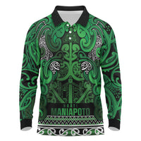Aotearoa Iwi Ngati Maniapoto Long Sleeve Polo Shirt Maori Wharenui House Tribal Pattern