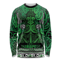 Aotearoa Iwi Ngati Maniapoto Long Sleeve Shirt Maori Wharenui House Tribal Pattern