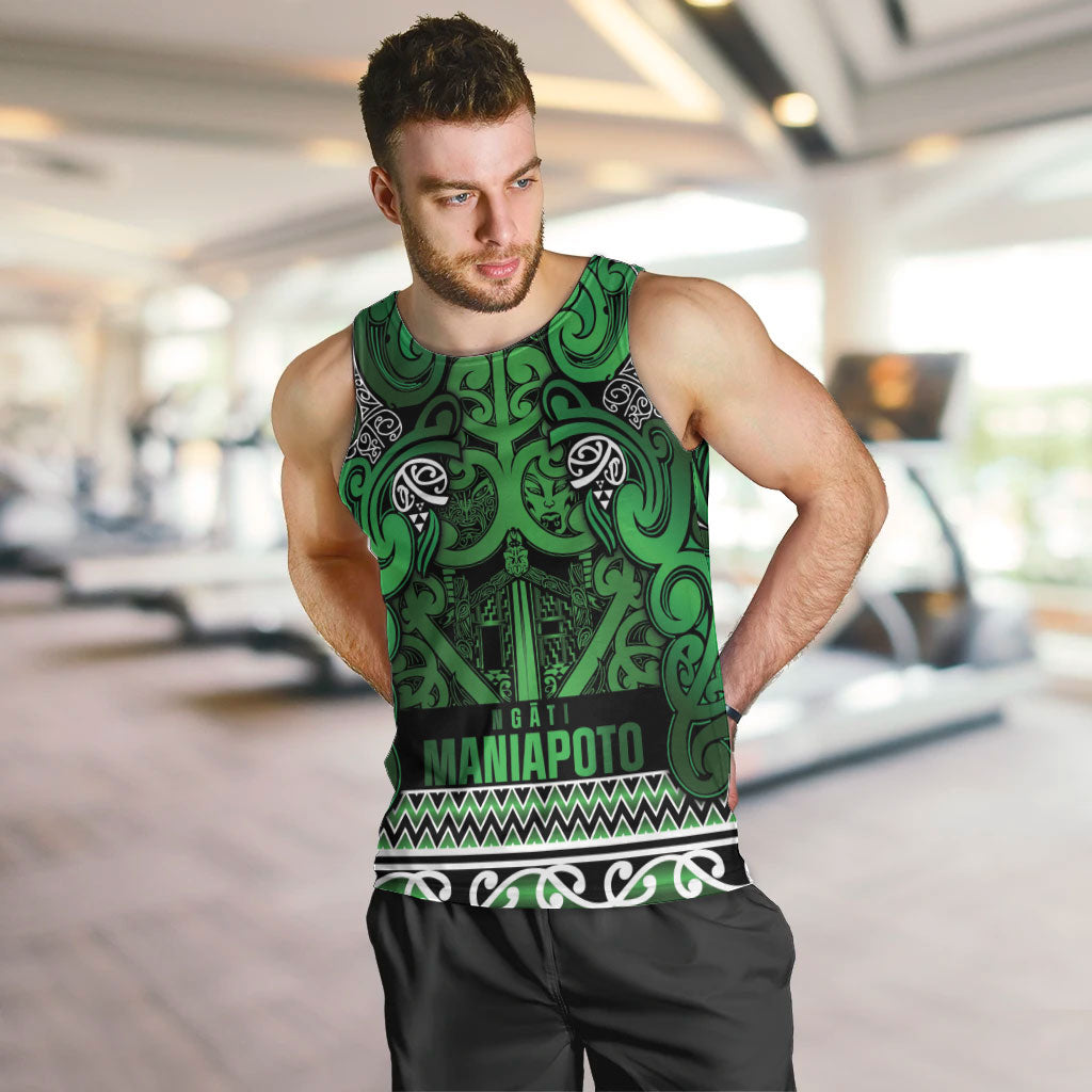 Aotearoa Iwi Ngati Maniapoto Men Tank Top Maori Wharenui House Tribal Pattern LT9 Dark green - Polynesian Pride