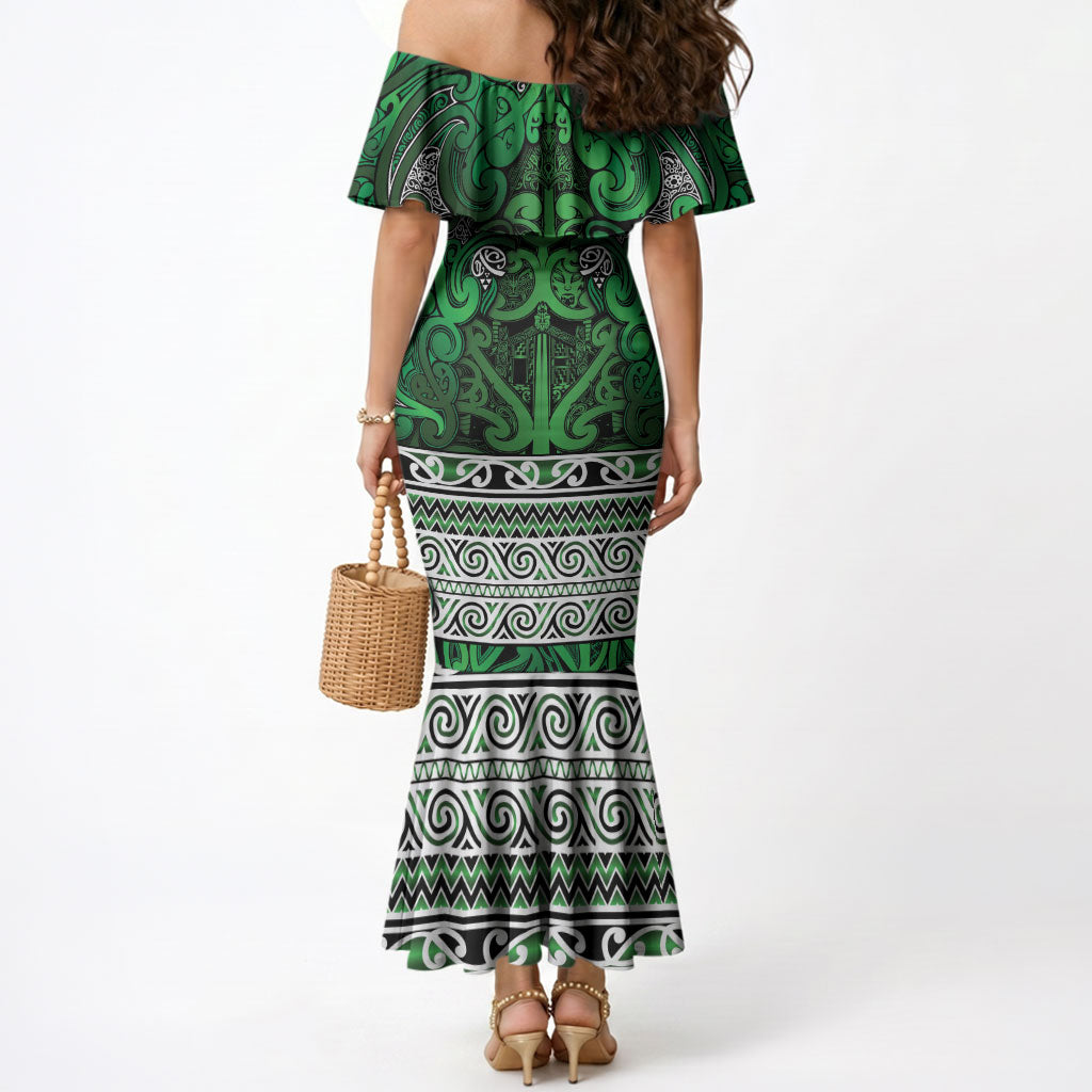 Aotearoa Iwi Ngati Maniapoto Mermaid Dress Maori Wharenui House Tribal Pattern