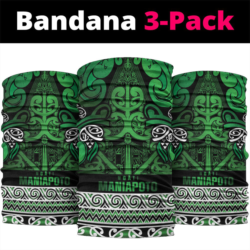 Aotearoa Iwi Ngati Maniapoto Neck Gaiter Maori Wharenui House Tribal Pattern LT9 package One Size: 25*50cm Dark green - Polynesian Pride
