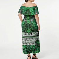 Aotearoa Iwi Ngati Maniapoto Off Shoulder Maxi Dress Maori Wharenui House Tribal Pattern