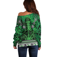 Aotearoa Iwi Ngati Maniapoto Off Shoulder Sweater Maori Wharenui House Tribal Pattern