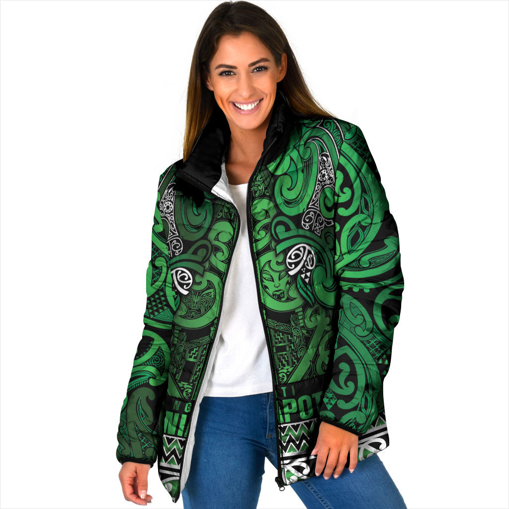 Aotearoa Iwi Ngati Maniapoto Padded Jacket Maori Wharenui House Tribal Pattern