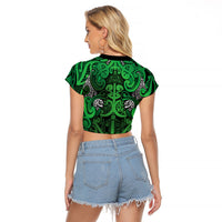 Aotearoa Iwi Ngati Maniapoto Raglan Cropped T Shirt Maori Wharenui House Tribal Pattern