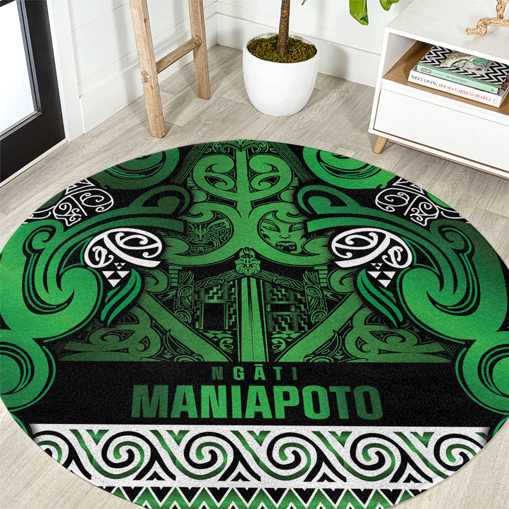 Aotearoa Iwi Ngati Maniapoto Round Carpet Maori Wharenui House Tribal Pattern