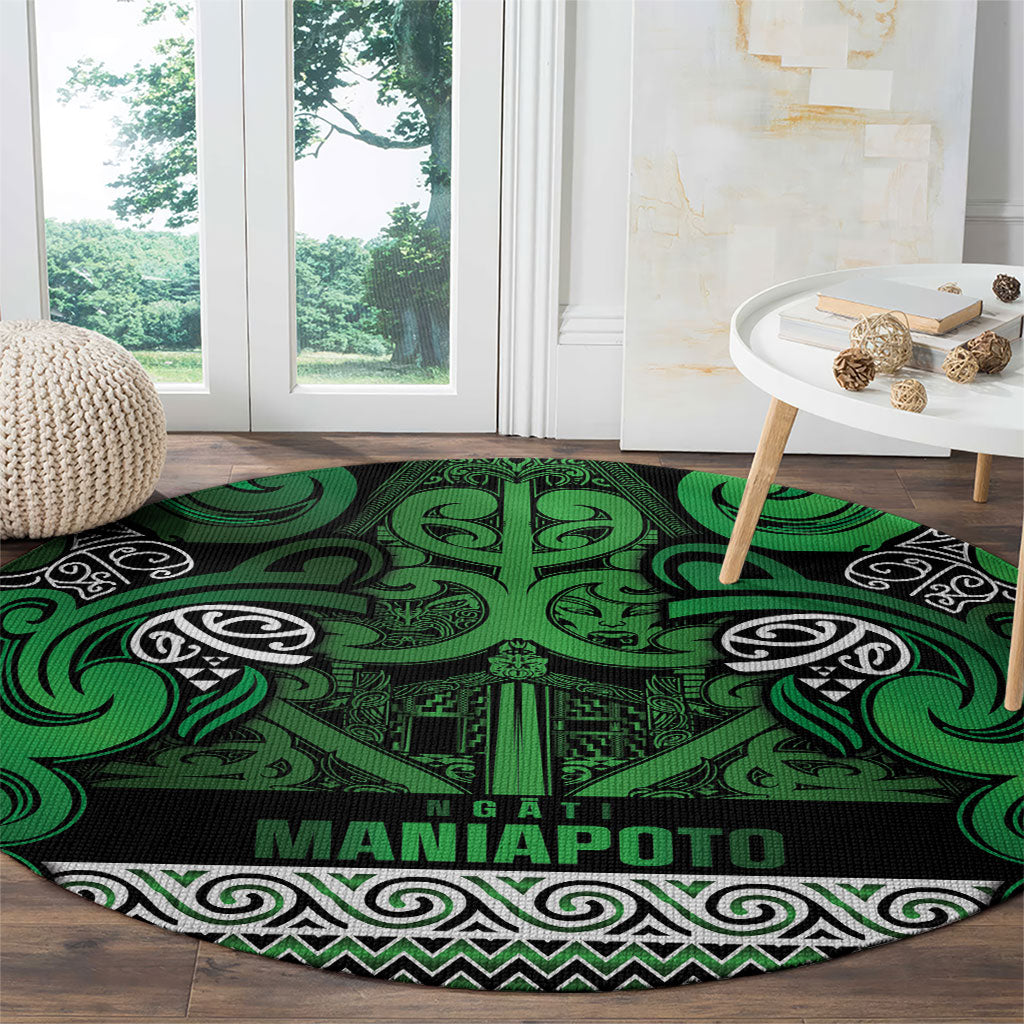 Aotearoa Iwi Ngati Maniapoto Round Carpet Maori Wharenui House Tribal Pattern