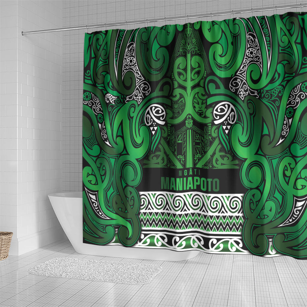 Aotearoa Iwi Ngati Maniapoto Shower Curtain Maori Wharenui House Tribal Pattern