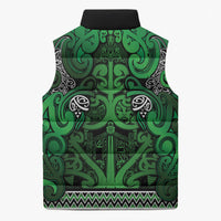 Aotearoa Iwi Ngati Maniapoto Sleeveless Puffer Jacket Maori Wharenui House Tribal Pattern