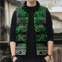 Aotearoa Iwi Ngati Maniapoto Sleeveless Puffer Jacket Maori Wharenui House Tribal Pattern