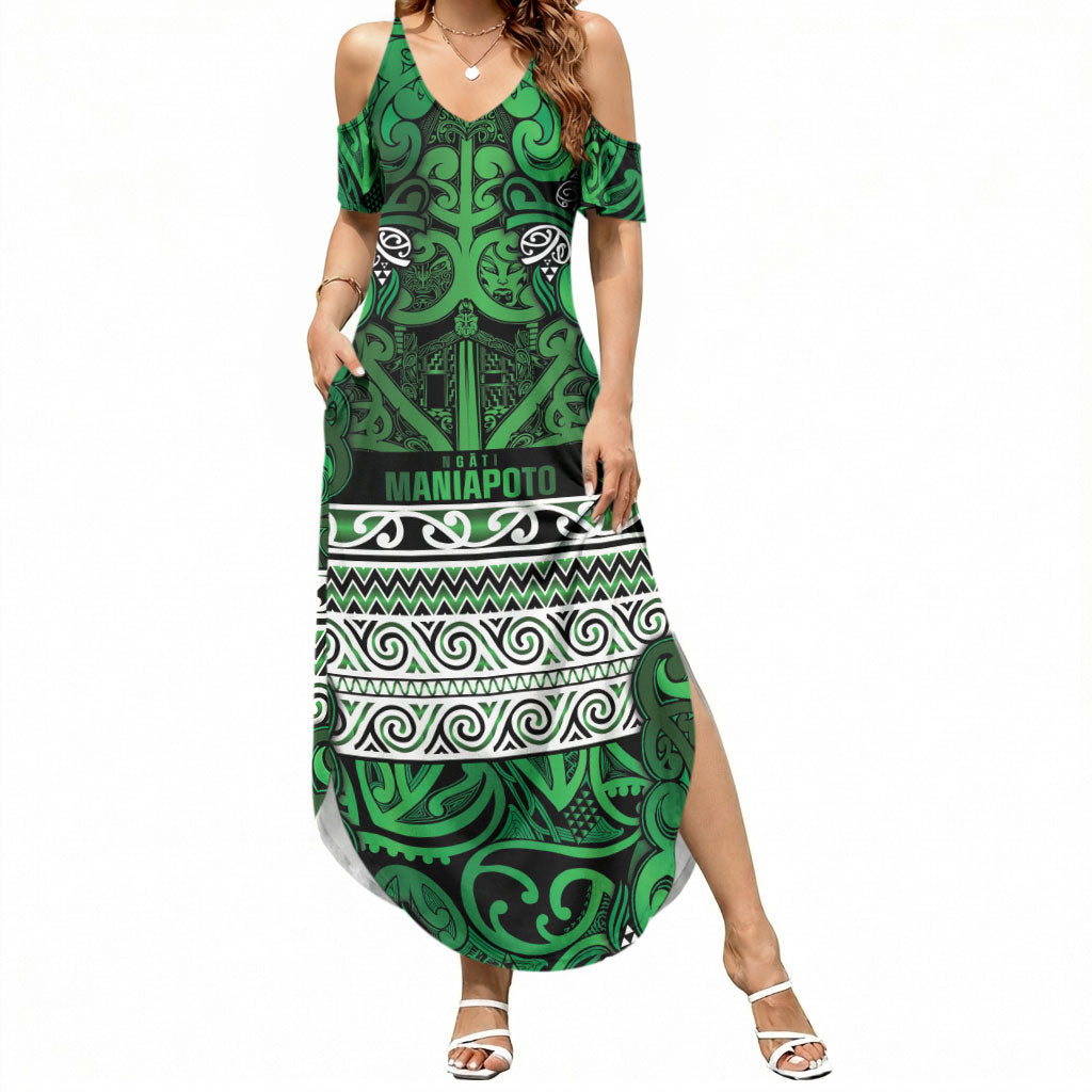 Aotearoa Iwi Ngati Maniapoto Summer Maxi Dress Maori Wharenui House Tribal Pattern