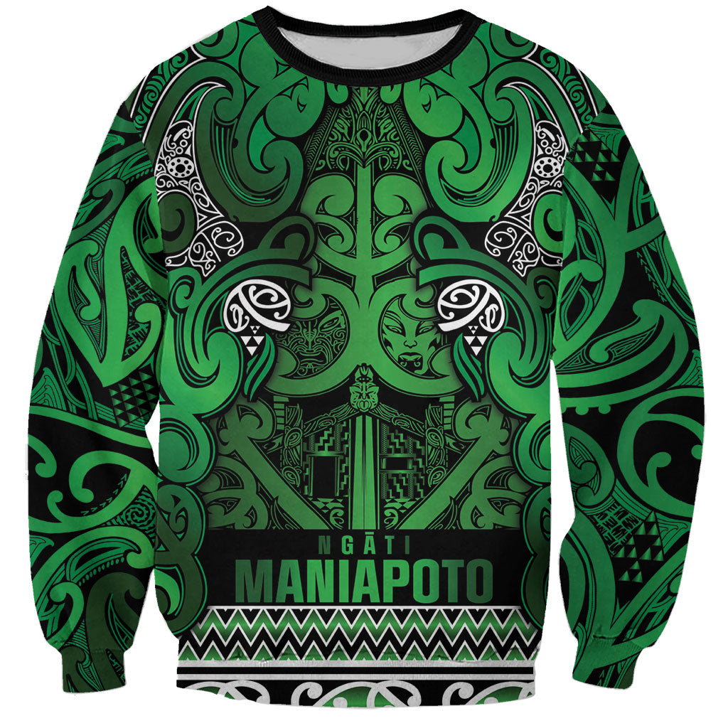 Aotearoa Iwi Ngati Maniapoto Sweatshirt Maori Wharenui House Tribal Pattern LT9 Unisex Dark green - Polynesian Pride