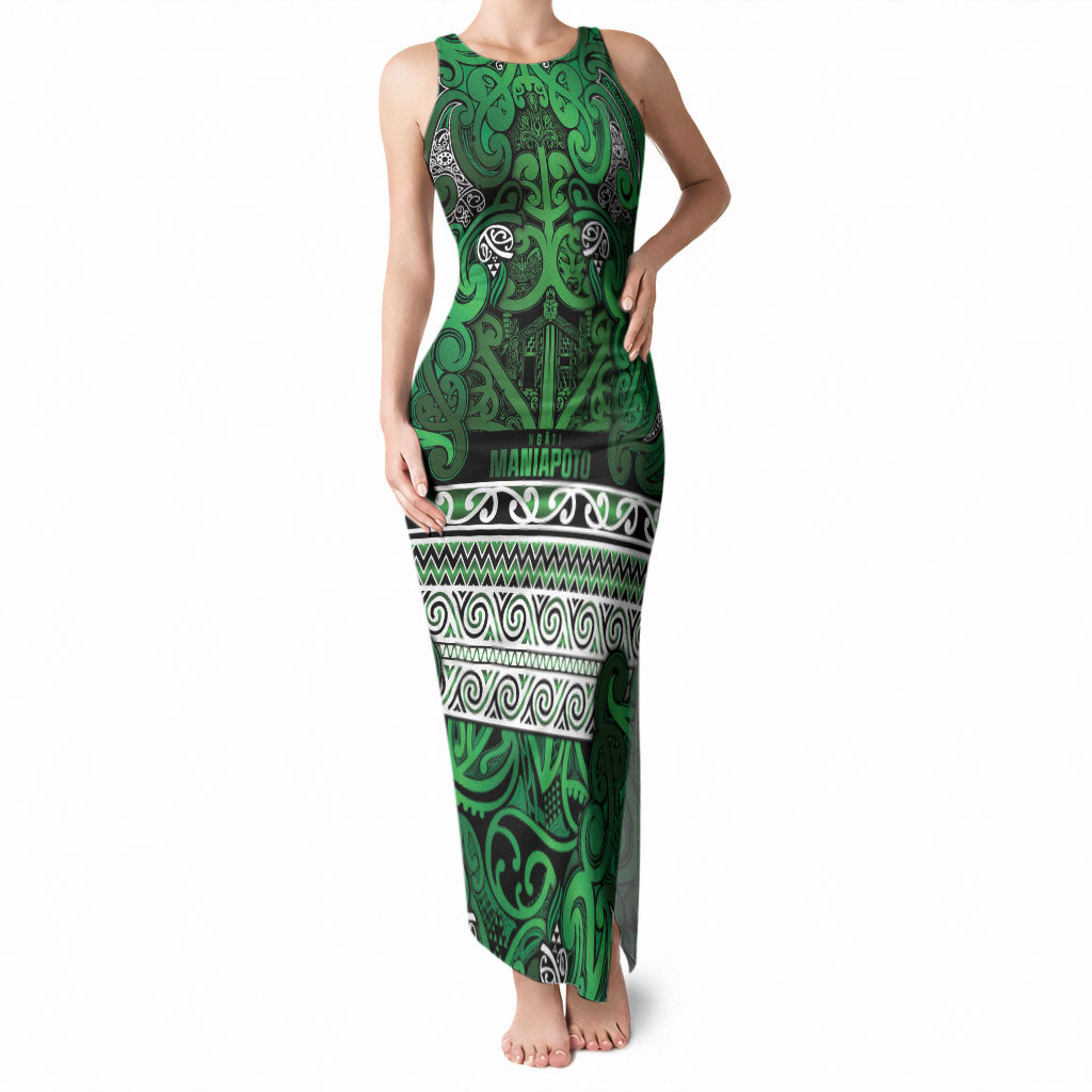 Aotearoa Iwi Ngati Maniapoto Tank Maxi Dress Maori Wharenui House Tribal Pattern LT9 Women Dark green - Polynesian Pride