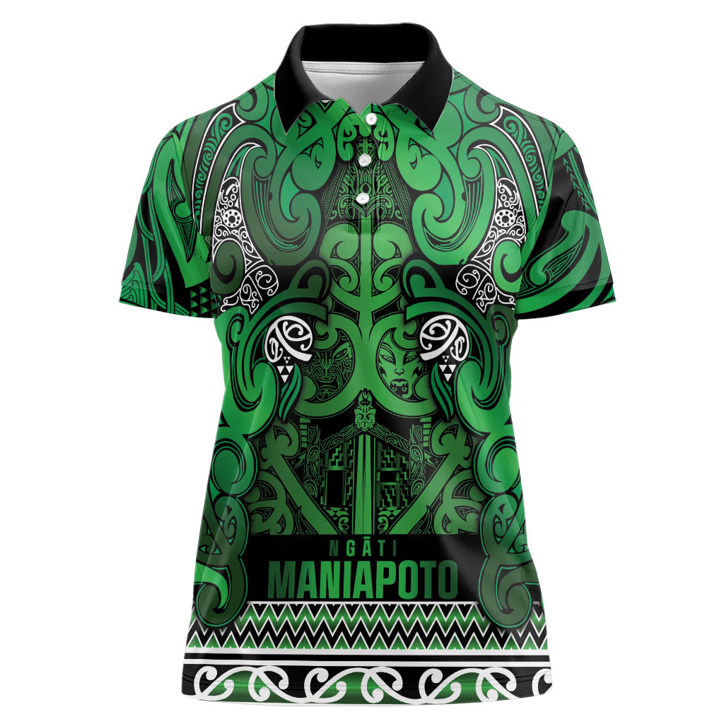 Aotearoa Iwi Ngati Maniapoto Women Polo Shirt Maori Wharenui House Tribal Pattern