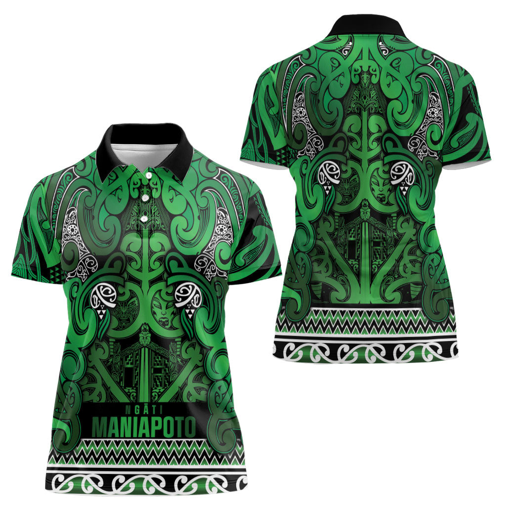 Aotearoa Iwi Ngati Maniapoto Women Polo Shirt Maori Wharenui House Tribal Pattern