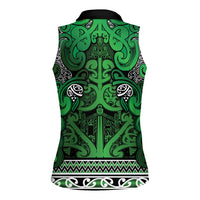 Aotearoa Iwi Ngati Maniapoto Women Sleeveless Polo Shirt Maori Wharenui House Tribal Pattern