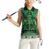 Aotearoa Iwi Ngati Maniapoto Women Sleeveless Polo Shirt Maori Wharenui House Tribal Pattern