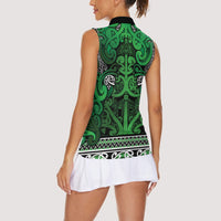 Aotearoa Iwi Ngati Maniapoto Women Sleeveless Polo Shirt Maori Wharenui House Tribal Pattern