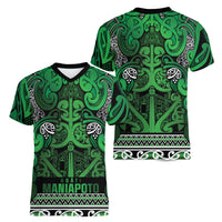 Aotearoa Iwi Ngati Maniapoto Women V-Neck T-Shirt Maori Wharenui House Tribal Pattern