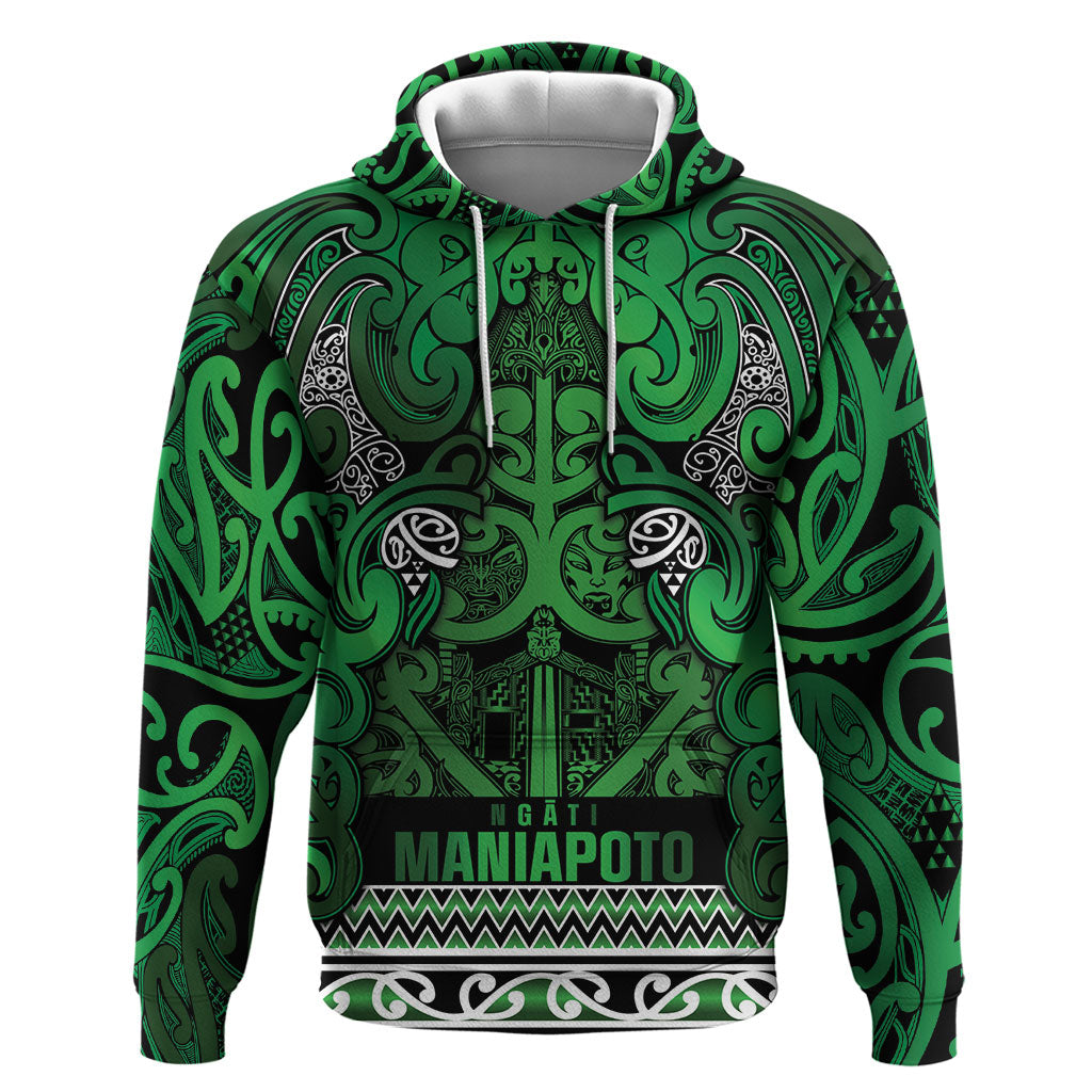 Aotearoa Iwi Ngati Maniapoto Zip Hoodie Maori Wharenui House Tribal Pattern