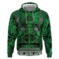 Aotearoa Iwi Ngati Maniapoto Zip Hoodie Maori Wharenui House Tribal Pattern