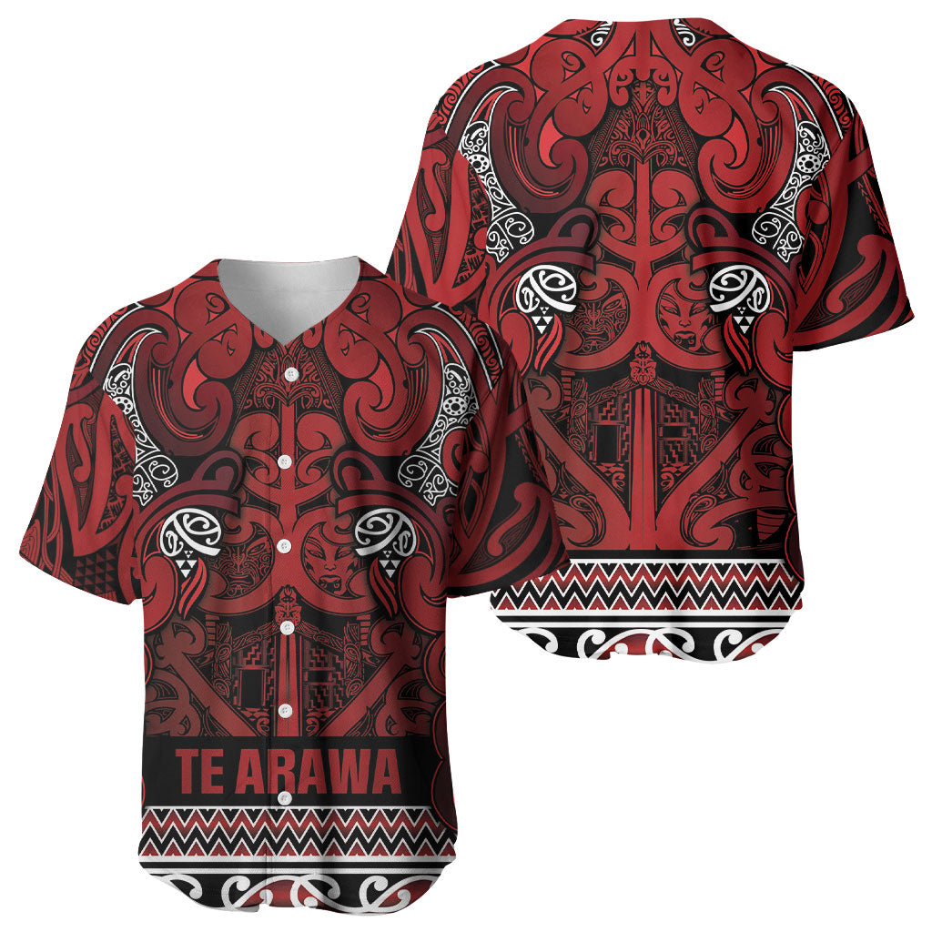 Aotearoa Iwi Te Arawa Baseball Jersey Maori Wharenui House Tribal Pattern