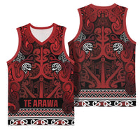 Aotearoa Iwi Te Arawa Basketball Jersey Maori Wharenui House Tribal Pattern