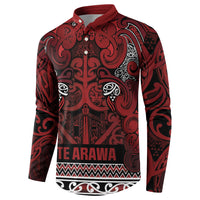 Aotearoa Iwi Te Arawa Button Sweatshirt Maori Wharenui House Tribal Pattern