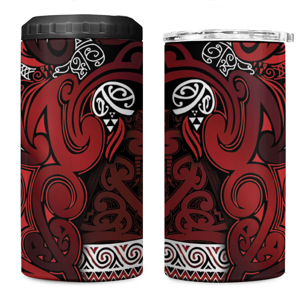 Aotearoa Iwi Te Arawa 4 in 1 Can Cooler Tumbler Maori Wharenui House Tribal Pattern