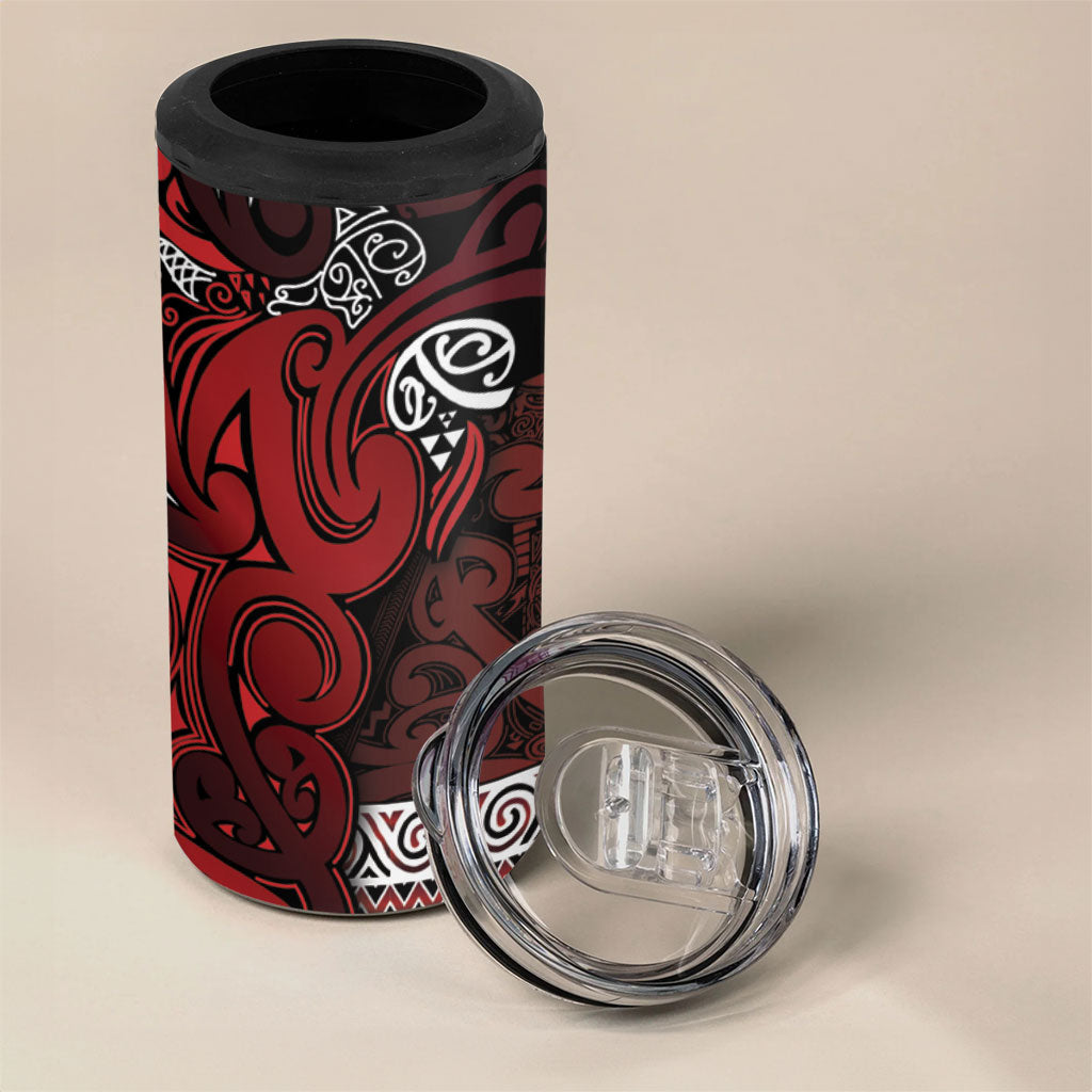 Aotearoa Iwi Te Arawa 4 in 1 Can Cooler Tumbler Maori Wharenui House Tribal Pattern
