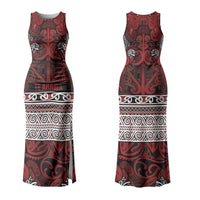 Aotearoa Iwi Te Arawa Couples Matching Tank Maxi Dress and Long Sleeve Button Shirt Maori Wharenui House Tribal Pattern