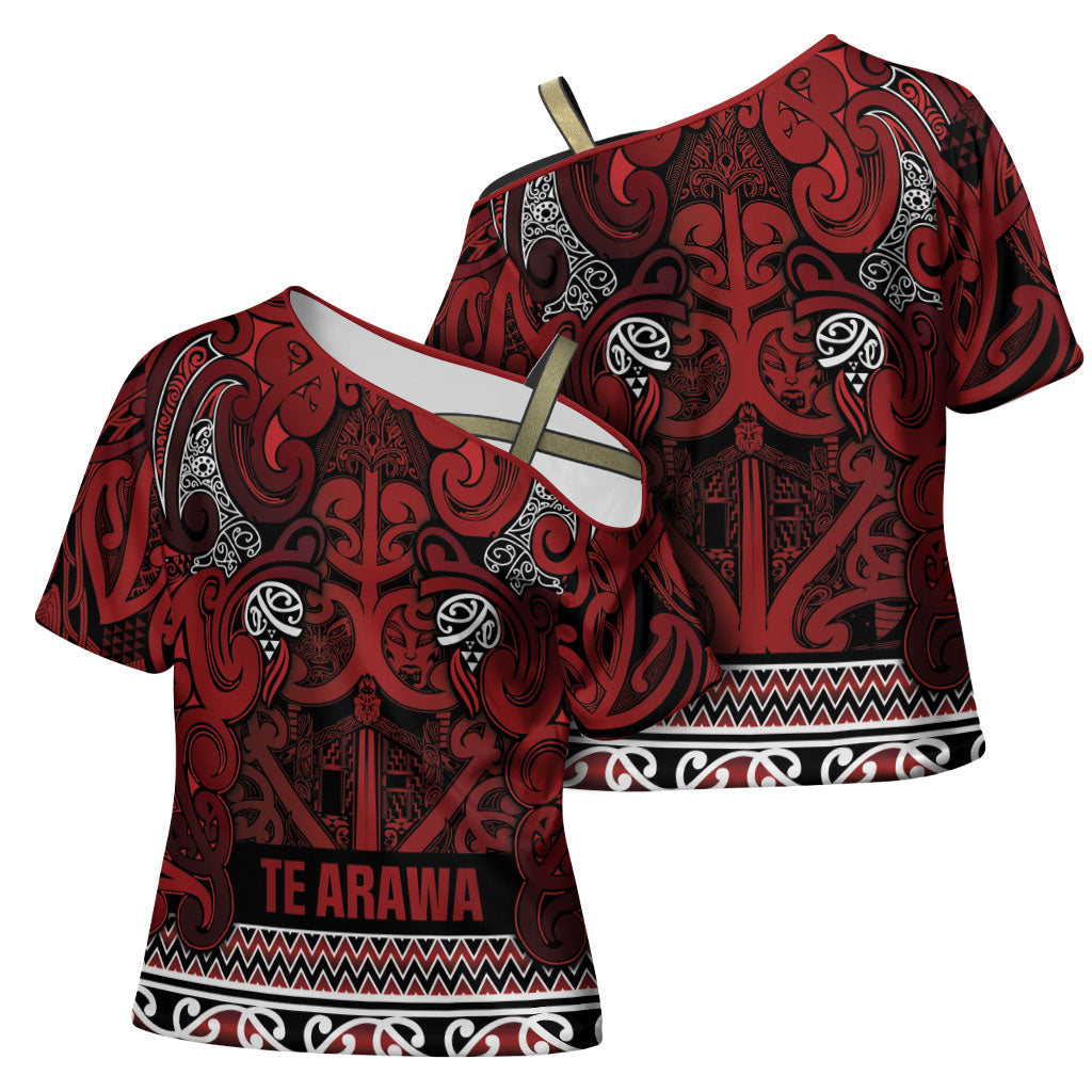 Aotearoa Iwi Te Arawa Cross Shoulder Shirt Maori Wharenui House Tribal Pattern