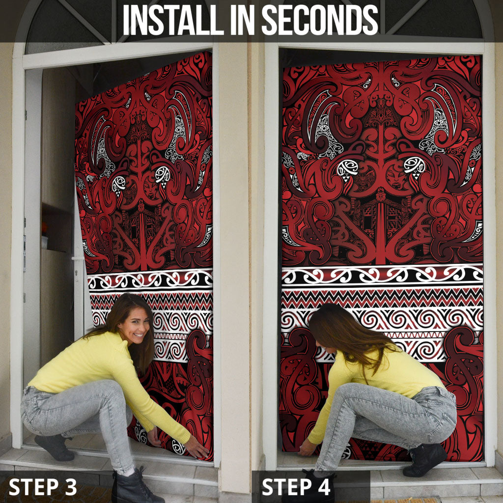 Aotearoa Iwi Te Arawa Door Cover Maori Wharenui House Tribal Pattern