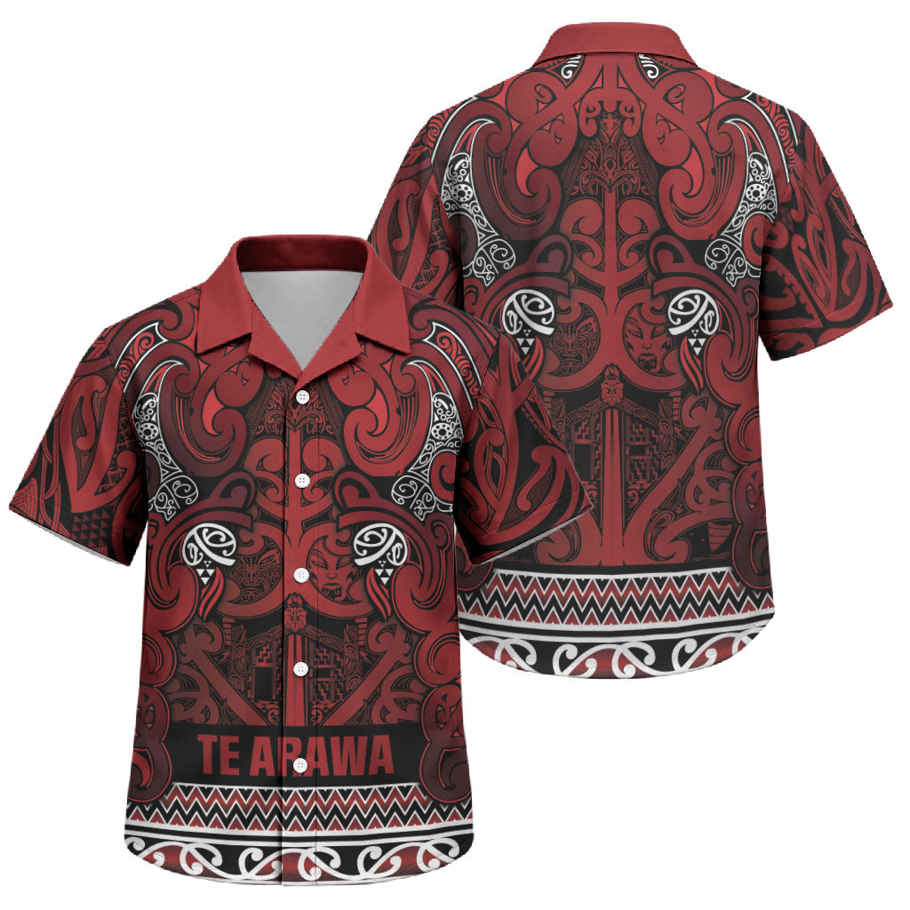 Aotearoa Iwi Te Arawa Family Matching Mermaid Dress and Hawaiian Shirt Maori Wharenui House Tribal Pattern