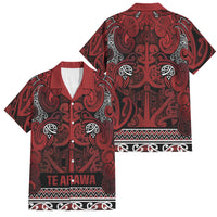 Aotearoa Iwi Te Arawa Family Matching Off The Shoulder Long Sleeve Dress and Hawaiian Shirt Maori Wharenui House Tribal Pattern