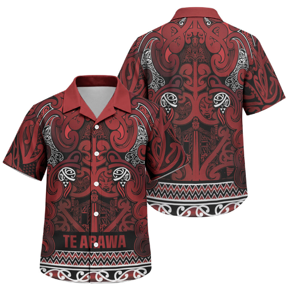 Aotearoa Iwi Te Arawa Family Matching Off Shoulder Maxi Dress and Hawaiian Shirt Maori Wharenui House Tribal Pattern