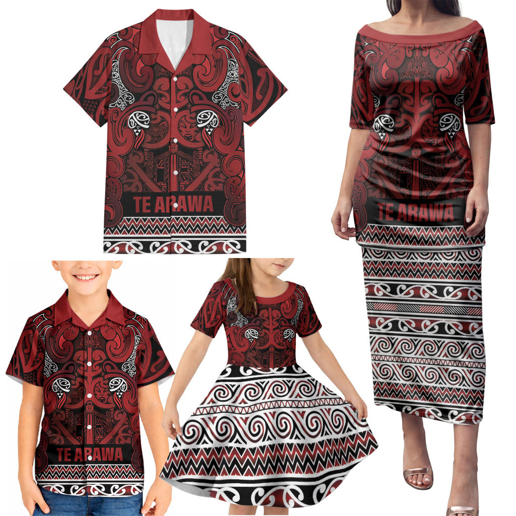 Aotearoa Iwi Te Arawa Family Matching Puletasi and Hawaiian Shirt Maori Wharenui House Tribal Pattern LT9 - Polynesian Pride