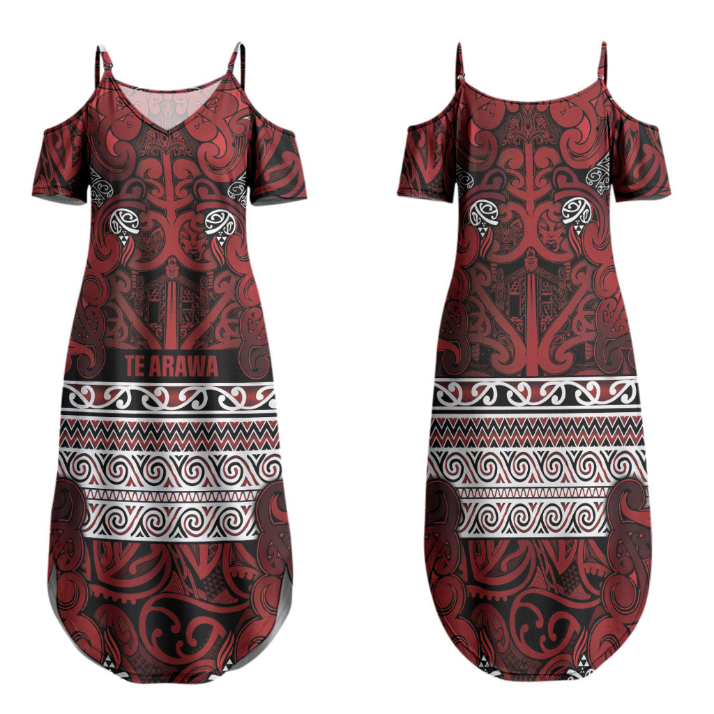 Aotearoa Iwi Te Arawa Family Matching Summer Maxi Dress and Hawaiian Shirt Maori Wharenui House Tribal Pattern