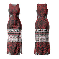 Aotearoa Iwi Te Arawa Family Matching Tank Maxi Dress and Hawaiian Shirt Maori Wharenui House Tribal Pattern