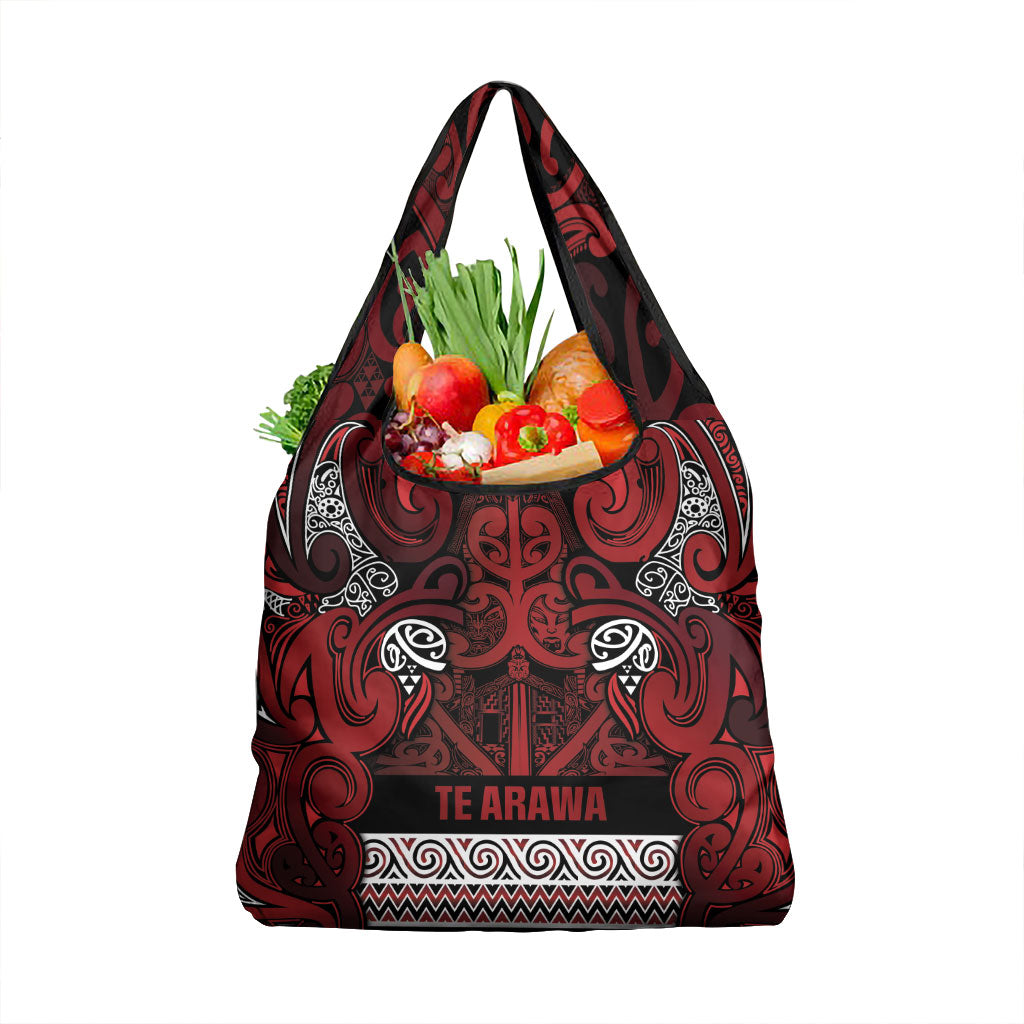 Aotearoa Iwi Te Arawa Grocery Bag Maori Wharenui House Tribal Pattern LT9 1-pack One Size Dark Red - Polynesian Pride