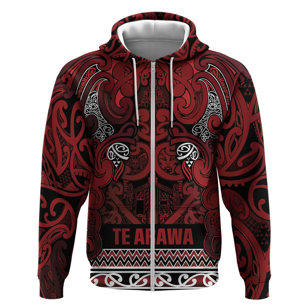 Aotearoa Iwi Te Arawa Hoodie Maori Wharenui House Tribal Pattern