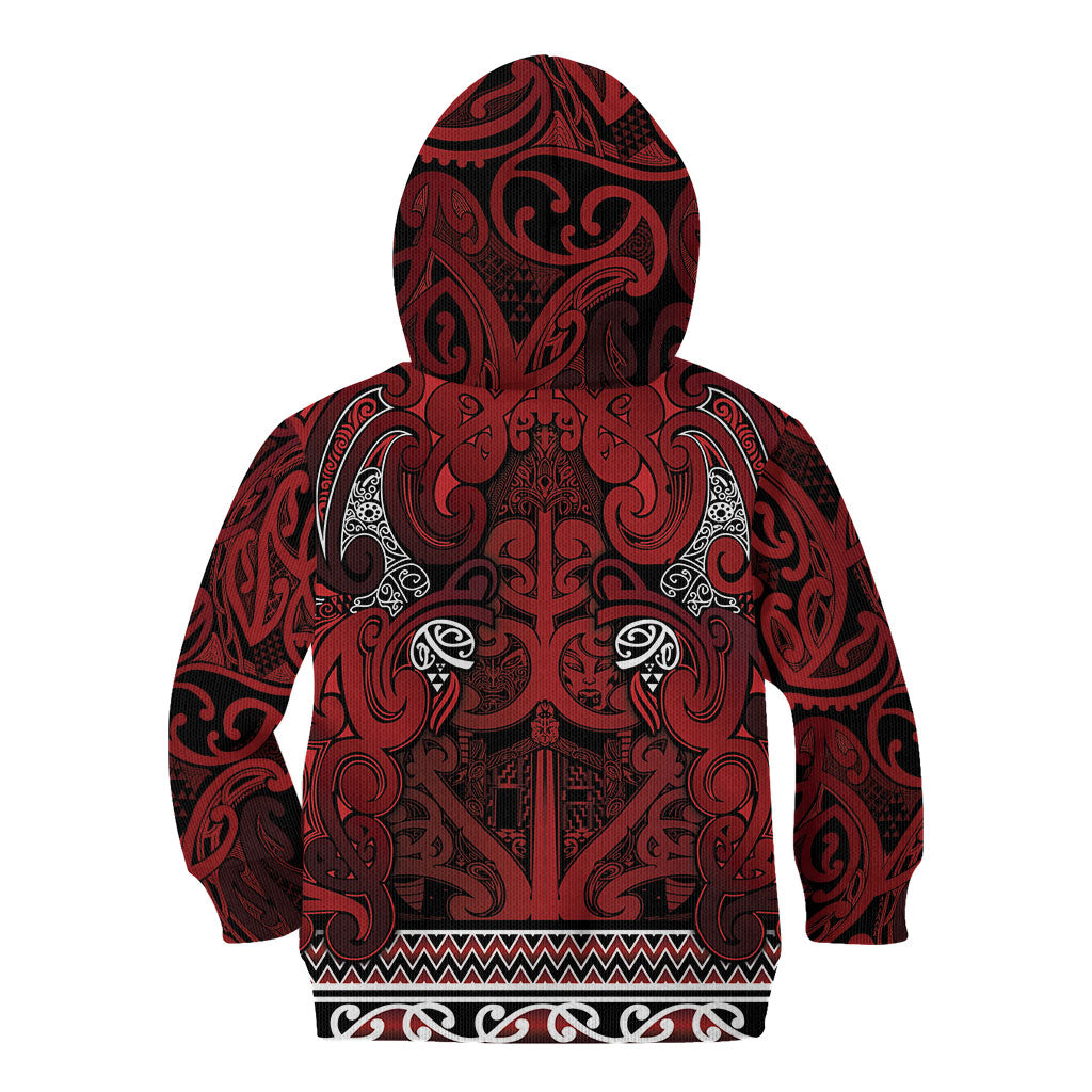 Aotearoa Iwi Te Arawa Kid Hoodie Maori Wharenui House Tribal Pattern
