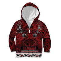 Aotearoa Iwi Te Arawa Kid Hoodie Maori Wharenui House Tribal Pattern