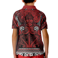 Aotearoa Iwi Te Arawa Kid Polo Shirt Maori Wharenui House Tribal Pattern