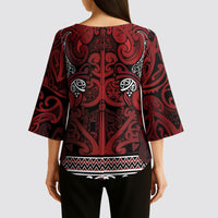 Aotearoa Iwi Te Arawa Kimono Sleeve Blouse Maori Wharenui House Tribal Pattern