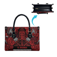 Aotearoa Iwi Te Arawa Leather Bag Maori Wharenui House Tribal Pattern