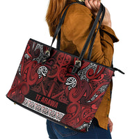 Aotearoa Iwi Te Arawa Leather Tote Bag Maori Wharenui House Tribal Pattern