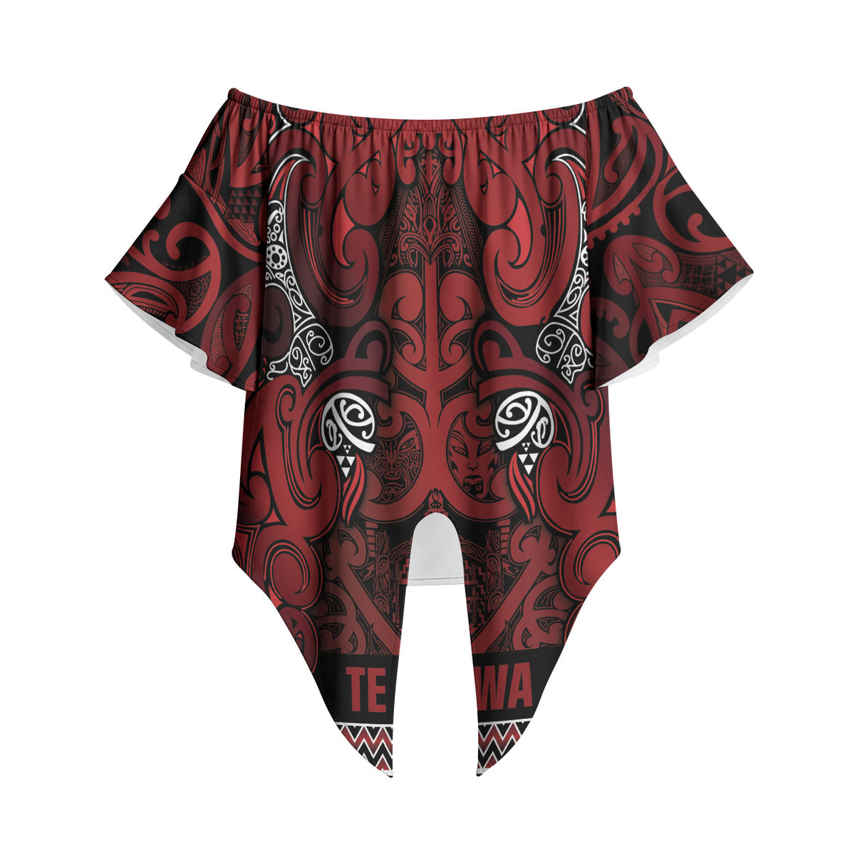 Aotearoa Iwi Te Arawa Off Shoulder Wrap Waist Top Maori Wharenui House Tribal Pattern